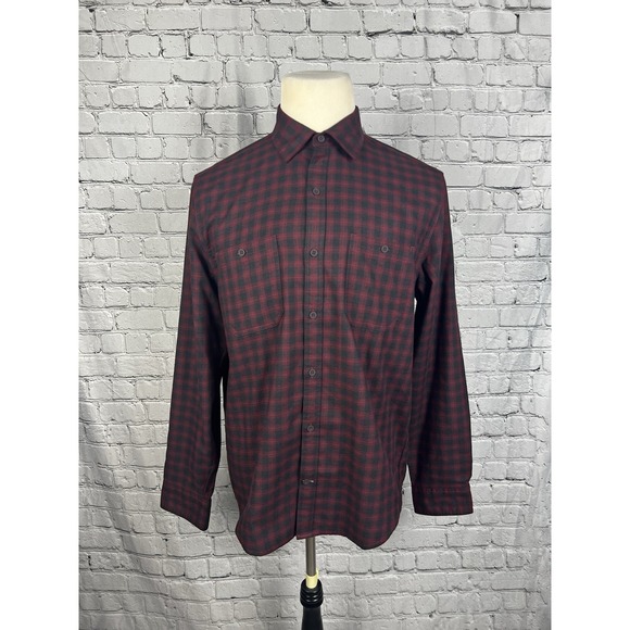 Mack Weldon Flannel Shirt Men's SZ Medium CoolMax Wool Blend Red, Black Plaid - Picture 1 of 7